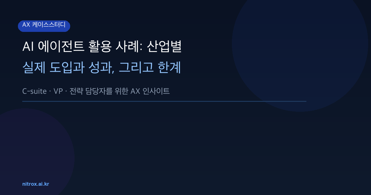 AI 에이전트 활용 사례: 산업별 실제 도입과 성과, 그리고 한계