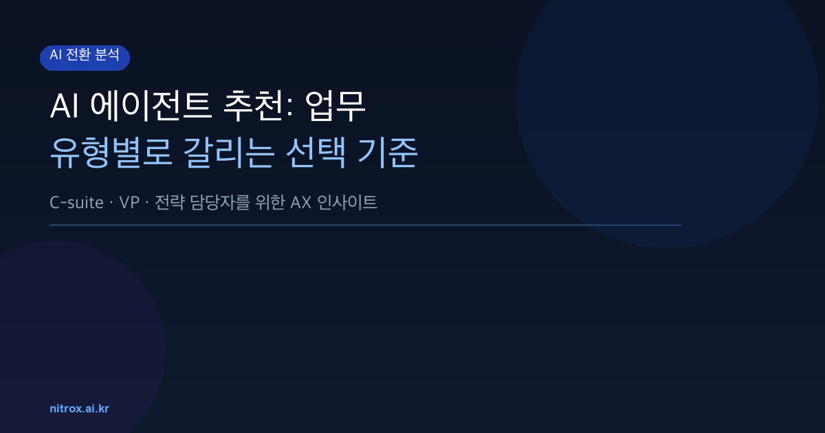 AI 에이전트 추천: 업무 유형별로 갈리는 선택 기준