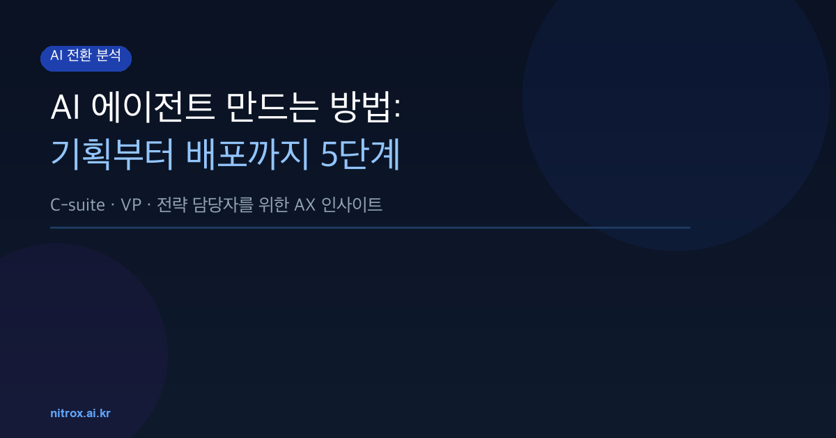 AI 에이전트 만드는 방법: 기획부터 배포까지 5단계